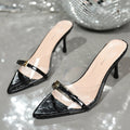 Sexy Pointed Toe Thin Heel Sandals Women Fashion Design High Heels Party Shoes Woman Plus Size 42 Pvc Summer Sandalias Mujer