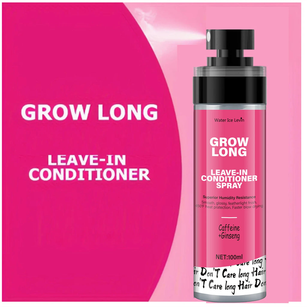 Leave-In Conditioner Spray and Softener, Long Biotin - Anti-Frizz Deep Conditioner for Split Ends and Fracture - Vitamin E, Caffeine and Ginseng, Suitable for Curly Hair, Dry and Damaged Hair 