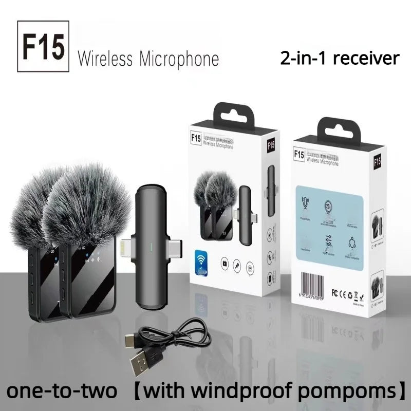 Portable Three-In-One Wireless Microphone Suitable For Interview Recording Mini Microphone For Live Streaming On Mobile Phone