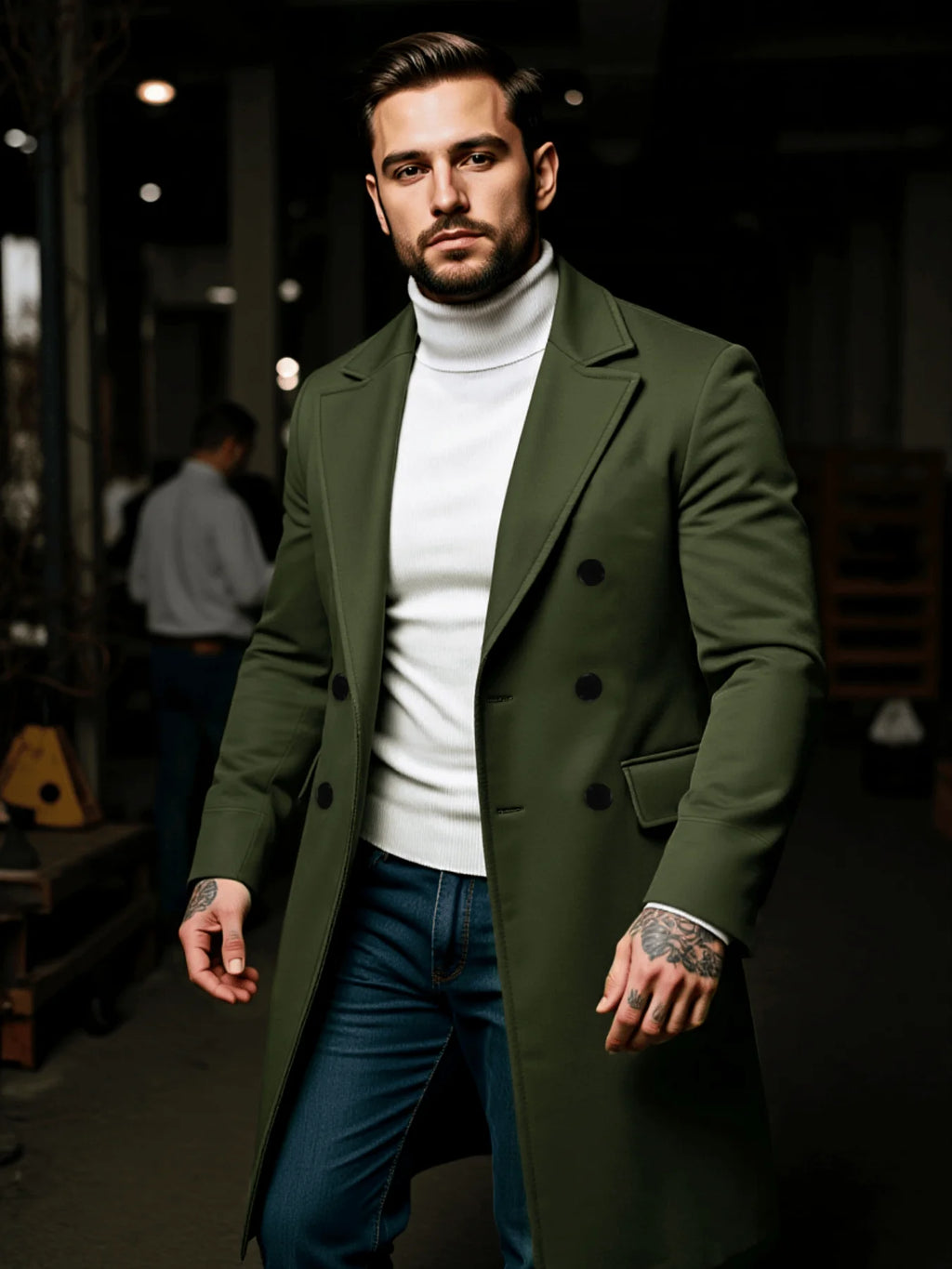 Men's Trench Jacket Winter Warm Thickened Lined Single Breasted Coat Casual Wear Streetwear Fashion Outerwear Men Long Coats