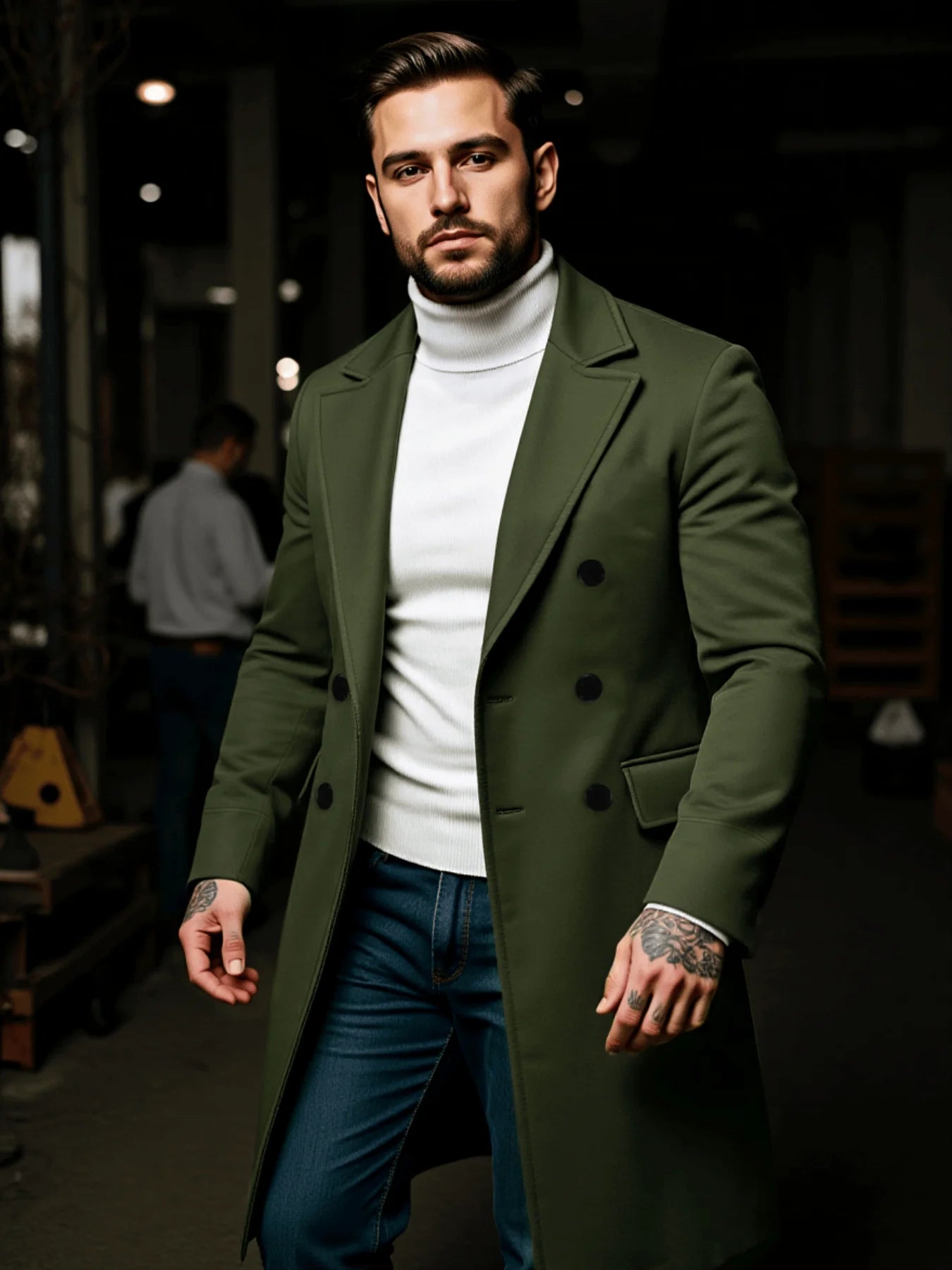 Men's Trench Jacket Winter Warm Thickened Lined Single Breasted Coat Casual Wear Streetwear Fashion Outerwear Men Long Coats