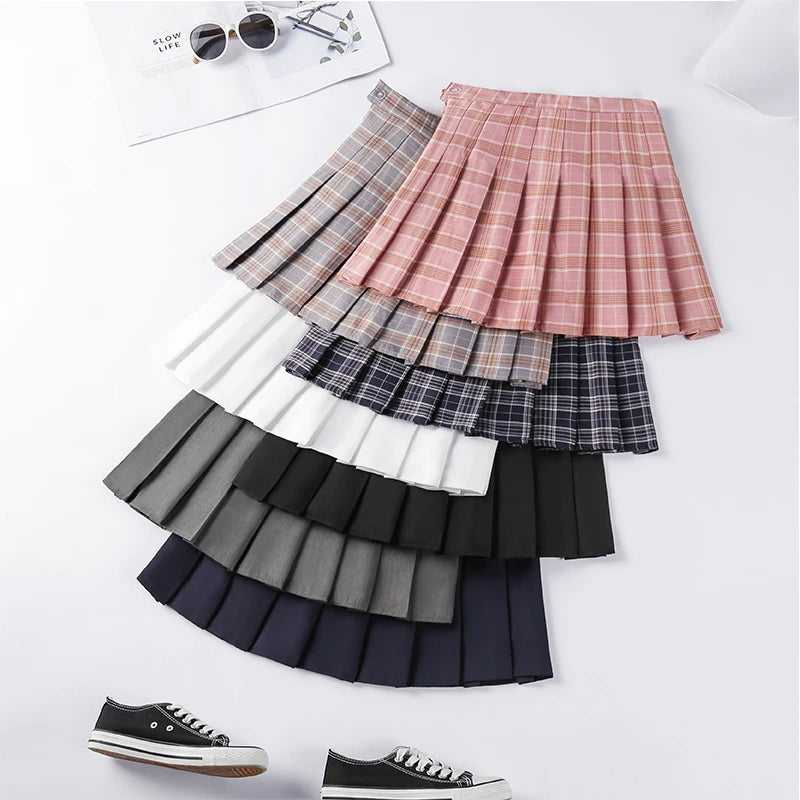 Women's Skirt Without Shorts Fashion Korean Style Clothing Black Harajuku Plaid Falda Short De Mujer Mini Pleated Skirts For Girls 