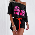 Fashion Letter Print Top Shorts Suit
