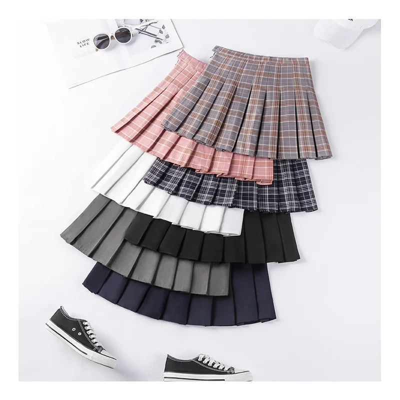 Women's Skirt Without Shorts Fashion Korean Style Clothing Black Harajuku Plaid Falda Short De Mujer Mini Pleated Skirts For Girls 