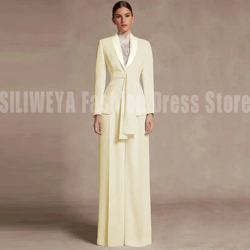 Fashion Office Lady Blazer Pants Female Suit Formal White Jacket Trouser Business Work Wear 2 Piece Set Conjuntos De Mujer