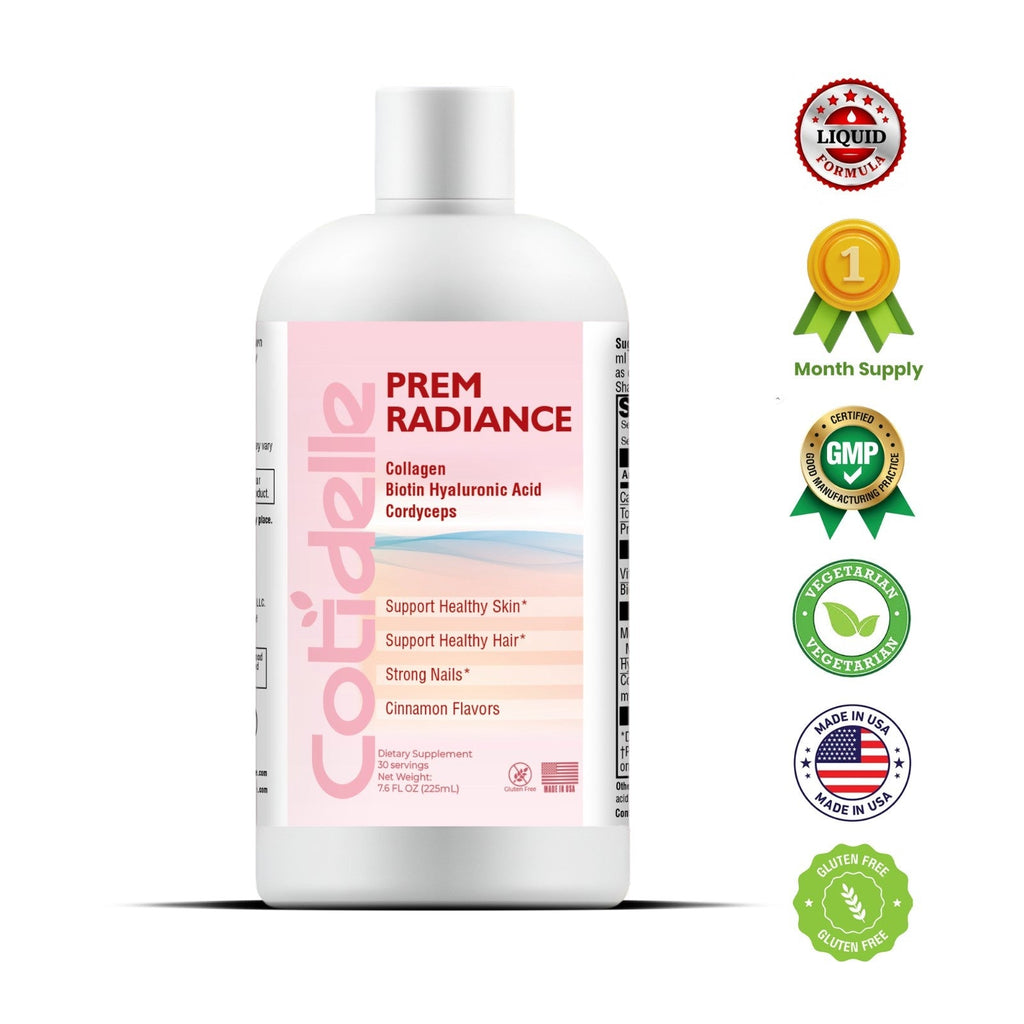 Prem Radiance A Liquid Dietary Supplement to Support Healthy Skin with Marine Collagen,Biotin,Hyaluronic Acid and Cordycepts