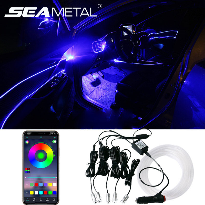Car Fiber Optic Ambient Light Modified Car Interior Cool Light APP Rhythm Light luz para carro