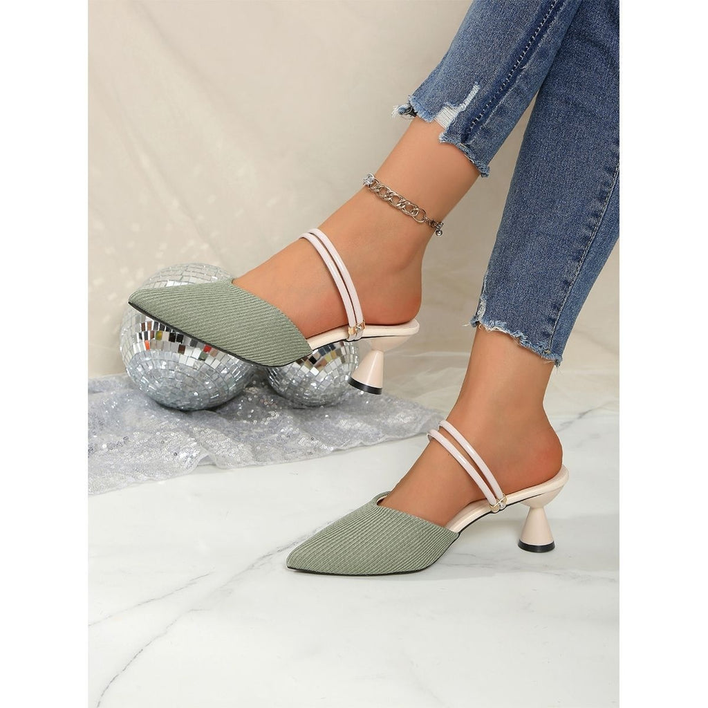 Women's Fashion Pointed-Toe High-Heel Half Sandals sandalias
