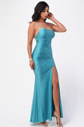 Back Lace Up Mermaid Dress with Waist Shirring