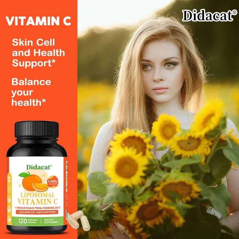 Liposomal Vitamin C Supplement - Antioxidant, Collagen Boost, Immune System Support, Skin Health, Easily Absorbed, 120 Capsules