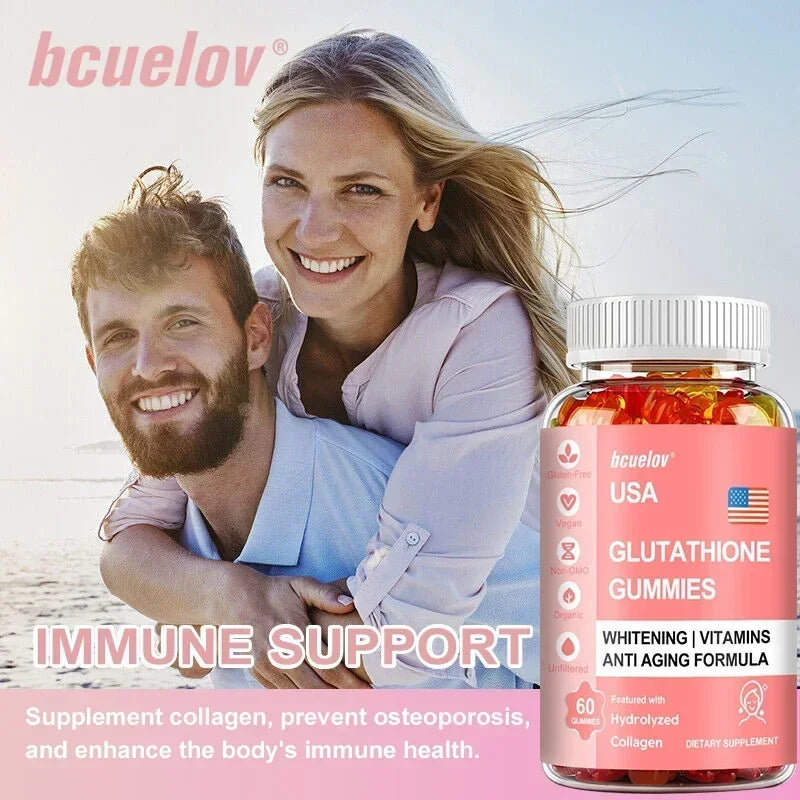 Glutathione Collagen Gummies for Skin Care Health Nails Hair Growth Collagen Protein Supplement, Skin Brightening