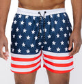 Men's Red White & Blue American Flag Swim Shorts Trunks