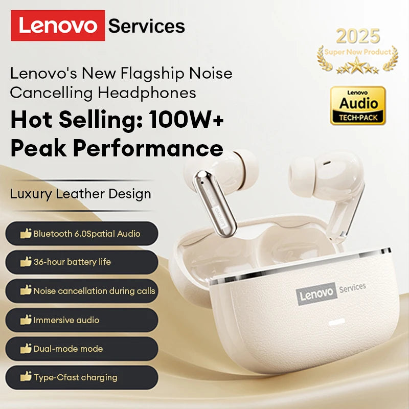 Lenovo 2026 AI Real Time Translation Wireless Earphones TWS Hi-Fi IMAX-level Sound Earphones Stereo ENC Noise Canceling Earbuds 
