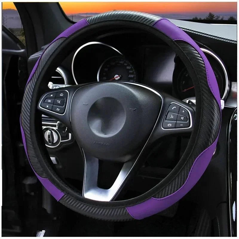 1 Piece of Car Steering Wheel Cover Accessory, Breathable and Anti Slip PU Leather Steering Wheel Cover, Suitable for 37-38cm Se 