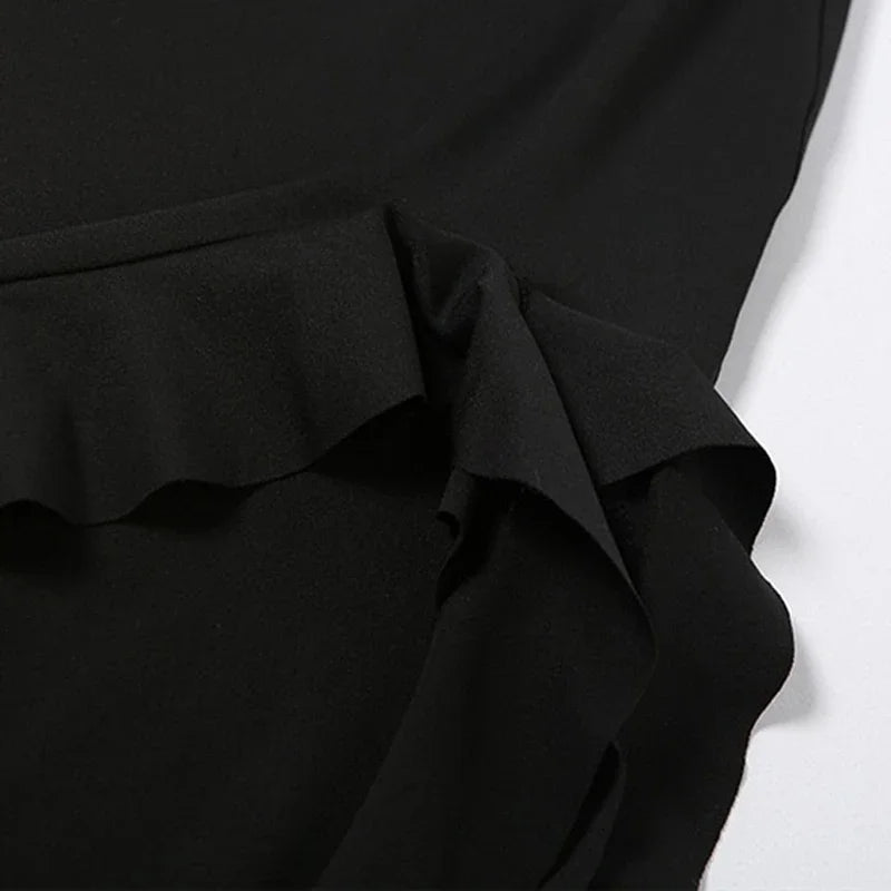 Summer New Y2K Sexy Hot Girl One-shoulder Jellyfish Style Fungus Sexy Breast-wrapped Irregular Dress 