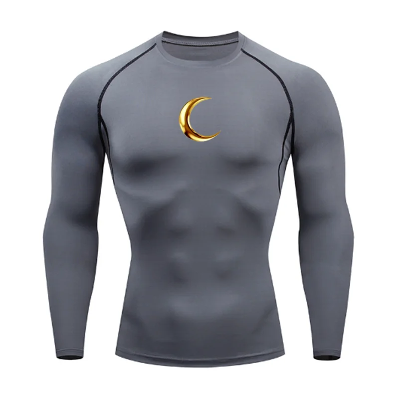 Men's Slim Fit Fashionable Fitness Sportswear 2026 T-Shirt Pattern Top Tight Training Suit Compressed Running Basketball Gear