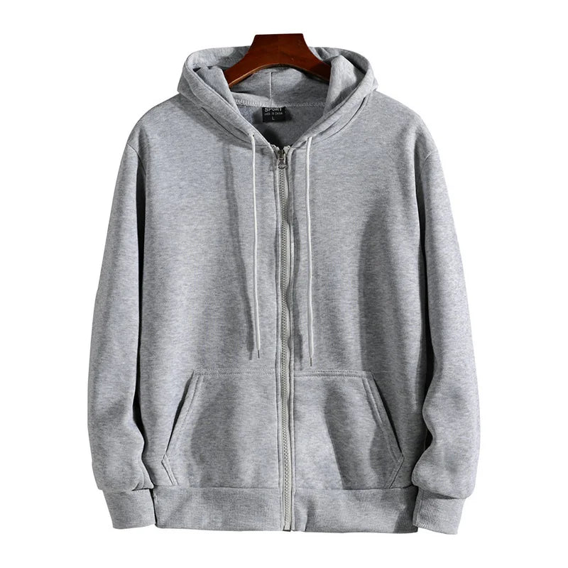 Zipper Hoodies Autumn Winter Men's New Long Sleeve Hooded Sweatshirt Fashion Casual Male Outfit Sportwear Loose Fit Clothes 