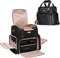 Large Travel Cosmetic Bag with 3 Removable Cases, Double Layer Organizer and Brush Storage in Black