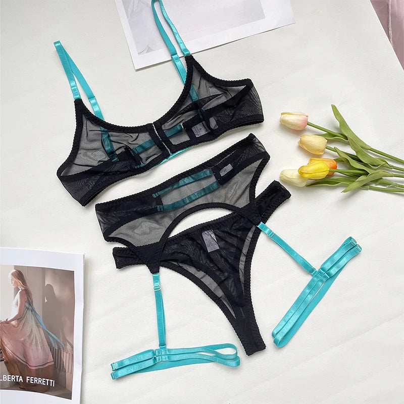 Plus Size Lace Bra Sets Sexy Lingerie For Women Thin Breathable Comfortable Bra And Panty Sets Babydoll Dress Intimate Underwear