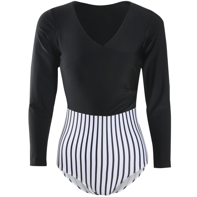 Underwire Slim Black Long Sleeved Sexy One Piece Swimsuit