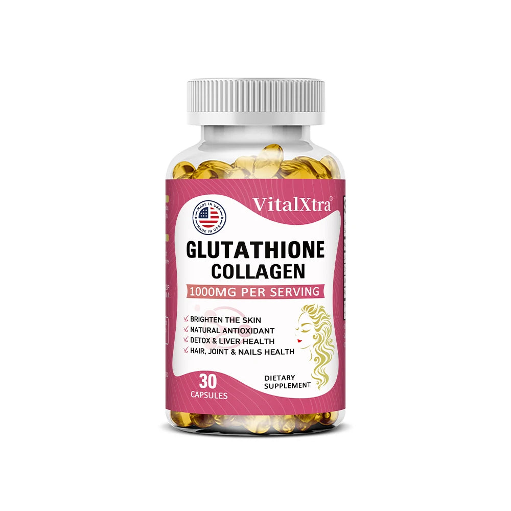 Glutathione Collagen 1000mg, Highly Absorbable Supplement, Supports Skin Health, Immunity, and Liver Function, 120 Capsules