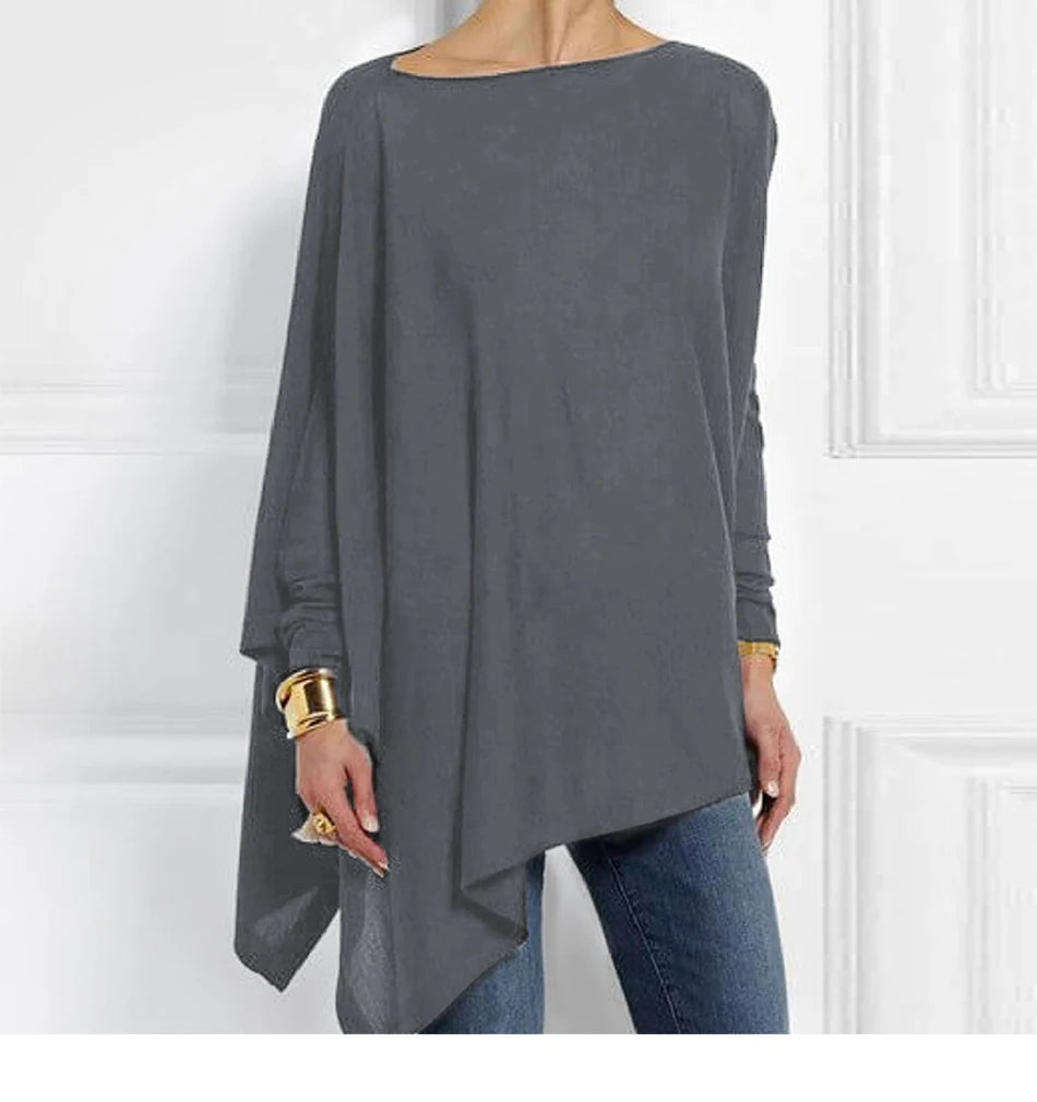 Womens Tops And Blouses Cotton Irregular Ladies Casual O Neck Long Sleeve Blouse Female Tunic 2023 Spring Female Blusas Shirt
