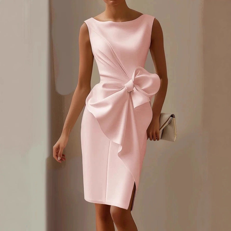 Bow-knot Fashion Sleeveless Midi Dress vestido