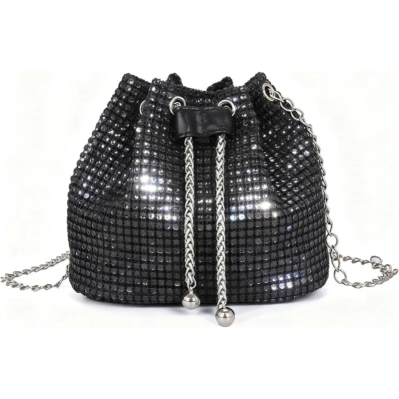 Elegant Evening Bags Womens Fashion Rhinestone Clutch Backpack Sparkly Shoulder Bag for Ladies Party Travel