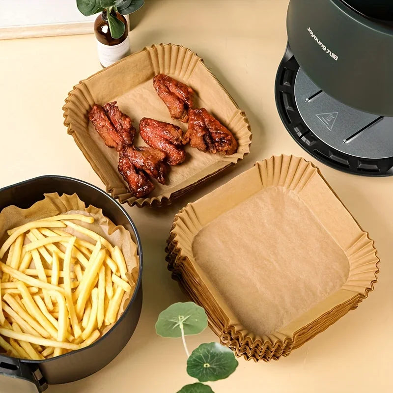 50/100pcs Square Silicone Oil Paper Mini Air Fryer Liner Suitable For Most Air Fryers Non Stick Air Fryer 