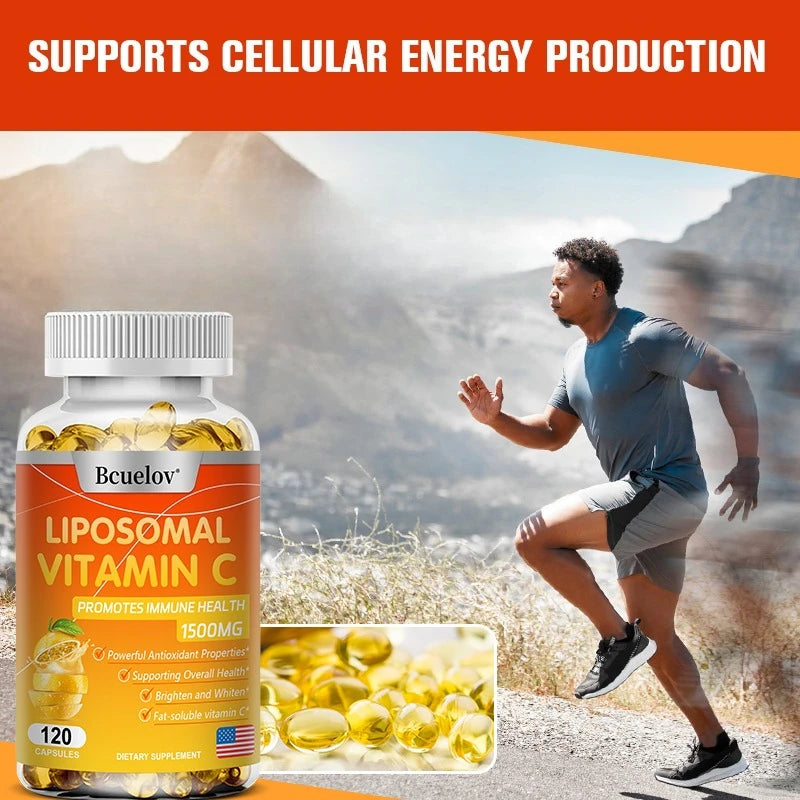 Liposomal Vitamin C - Promotes Collagen Production, Supports Skin, Immune Health, Powerful Antioxidant, Energy Supplement 