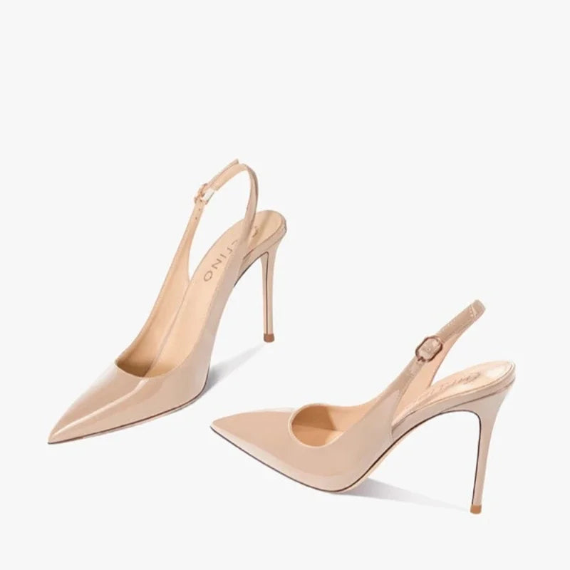 Sexy Ultra-high Heels Pointed Sandals Elegant Summer Patent Leather Suspender High Heels Trendy Dress Banquet Women's Shoes 