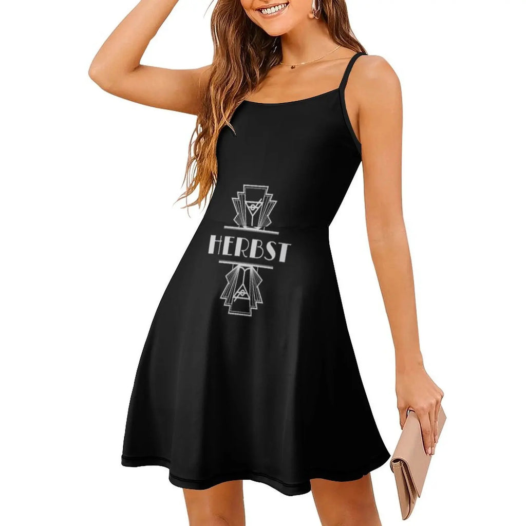 Herbst Surname Art Deco Design Sweetheart Neckline Dress Elegant Summer Party Dress For Women Herbst Art Art Illustration Art