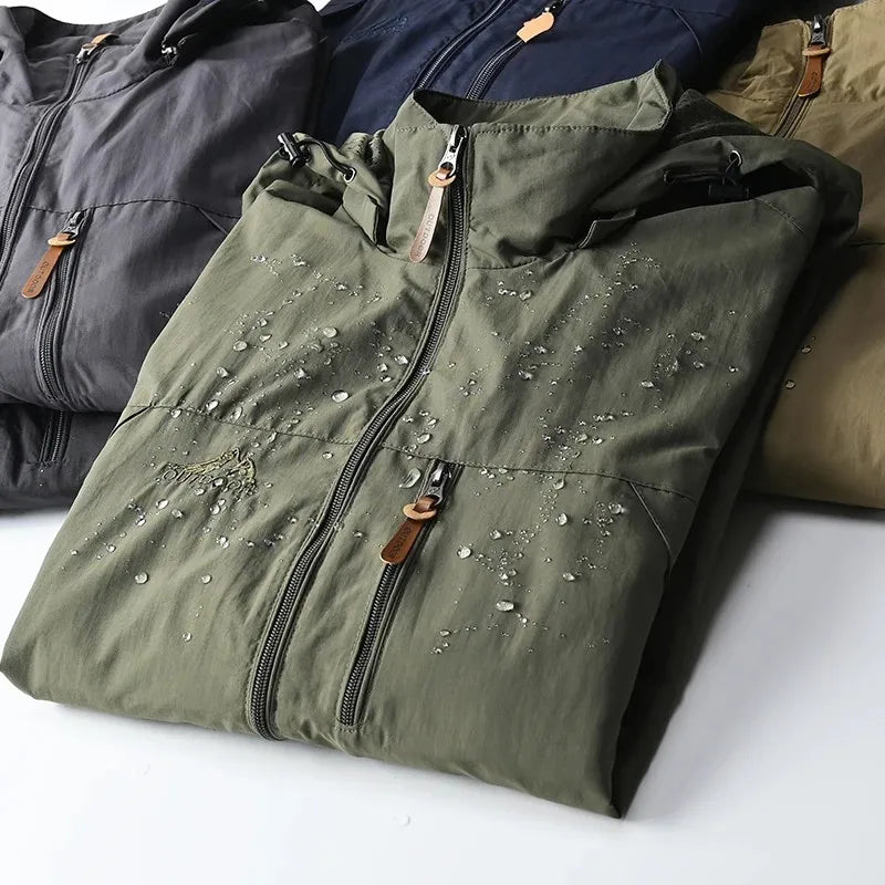 Waterproof Tactical Windbreaker for Men - Hooded Outdoor Field Climbing Jacket European Size S-5XL Thin Military Outwear 