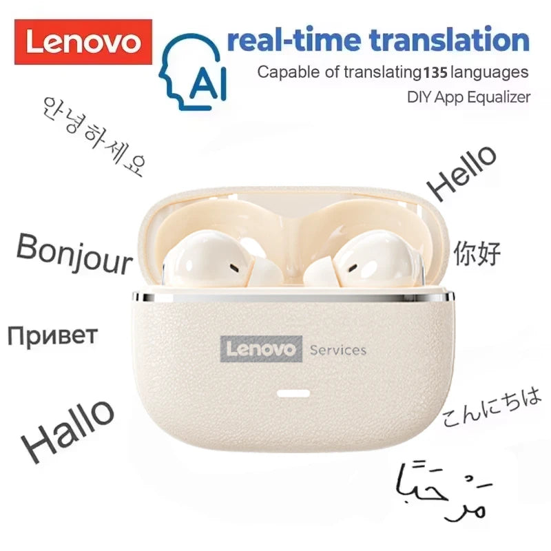 Lenovo 2026 AI Real Time Translation Wireless Earphones TWS Hi-Fi IMAX-level Sound Earphones Stereo ENC Noise Canceling Earbuds 