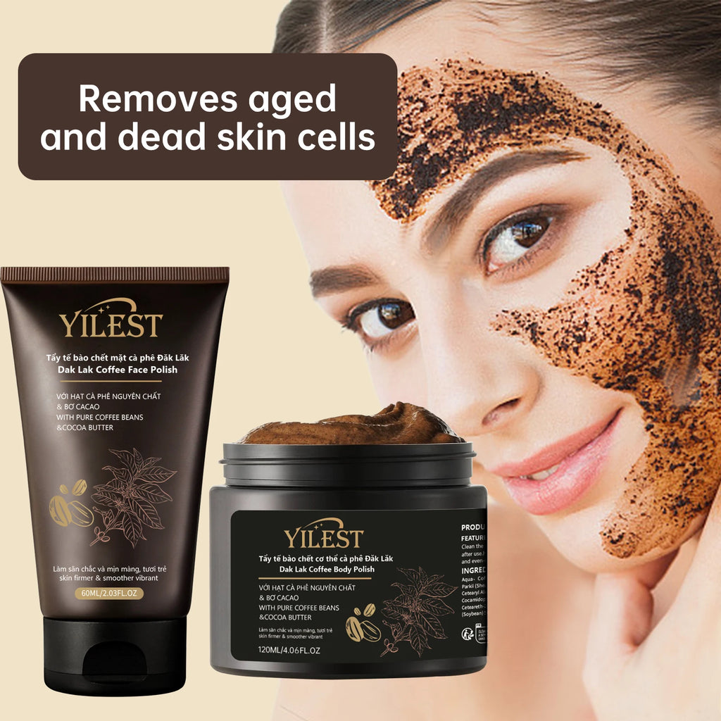 【Coffee Grounds Body Scrub】120ml+60ml Set, Exfoliates & Moisturizes with Vitamin E, Helps Tighten & Improve Skin Texture