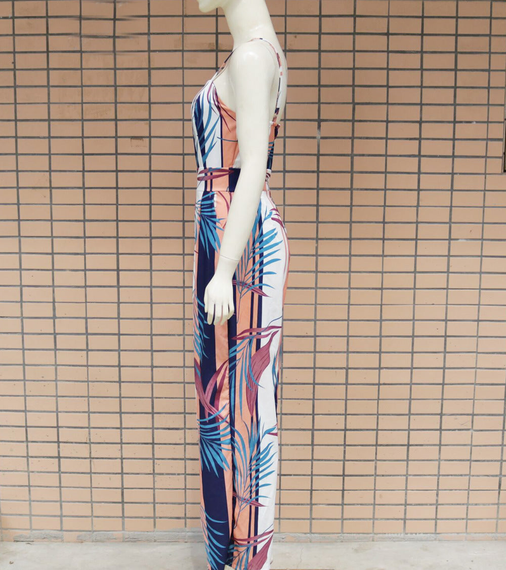 Sling print sexy high waist jumpsuit