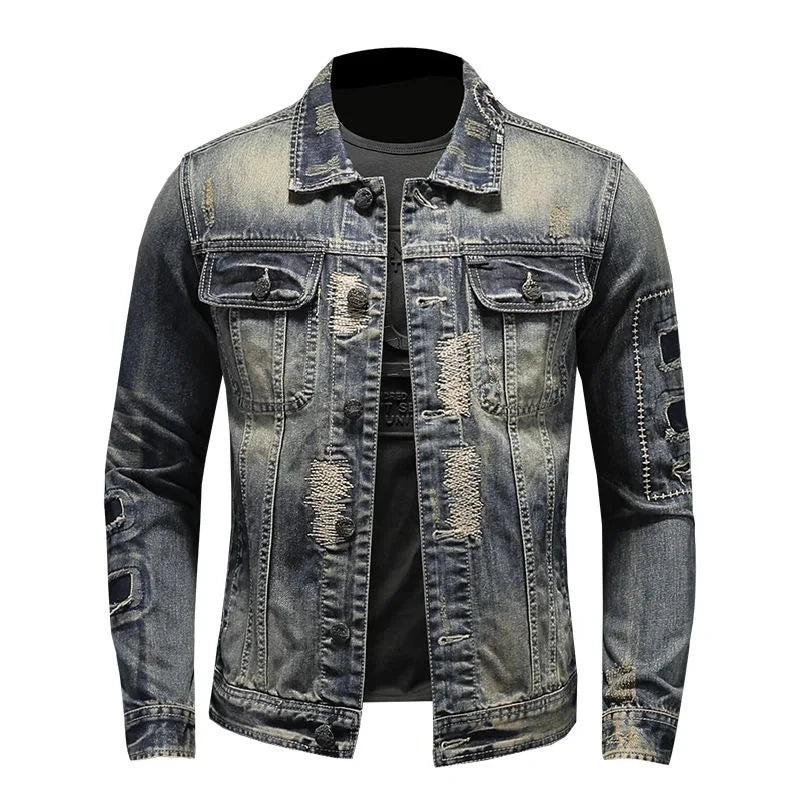 2024 winter denim jacket male Fashion Trench Coat Trend Jacket Men's Casual jackets men classic style denim Coat men full M-4XL 