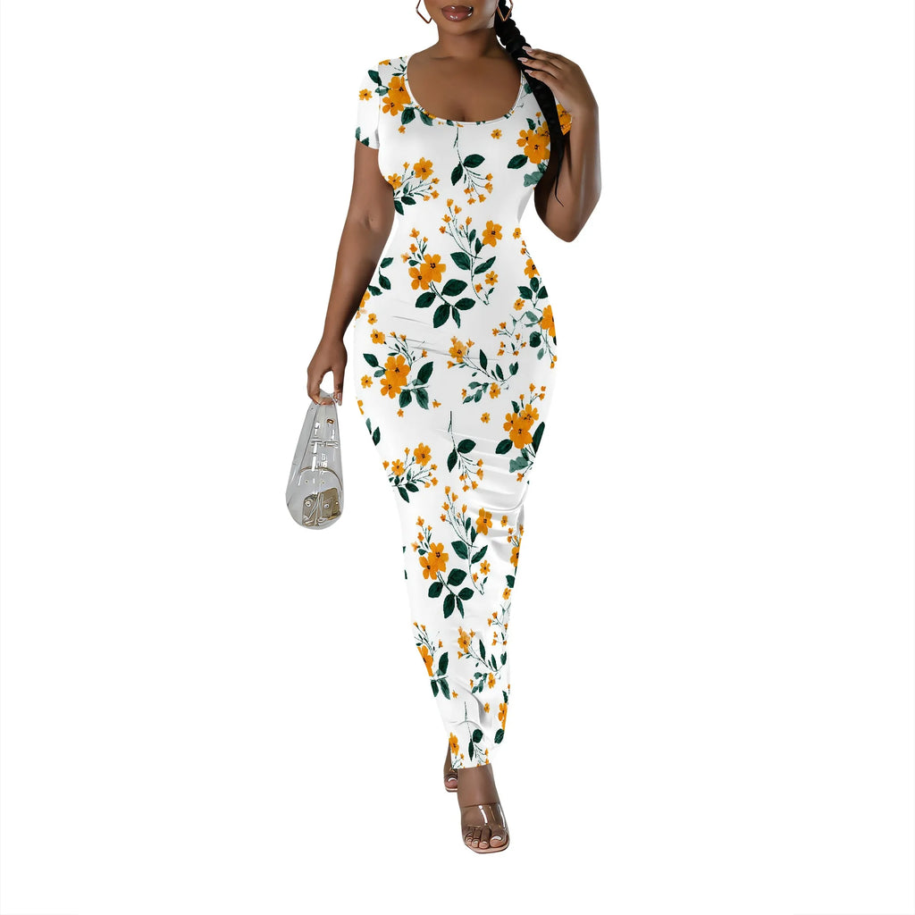 Womens Summer Casual Sexy Short Sleeve Bodycon Dress Basic Pencil Midi Club Dresses