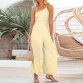 One Shoulder Strap Pleated High Waist Casual Wide Leg Jumpsuit