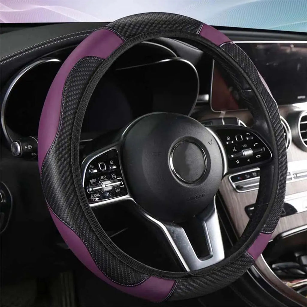 1 Piece of Car Steering Wheel Cover Accessory, Breathable and Anti Slip PU Leather Steering Wheel Cover, Suitable for 37-38cm Se 