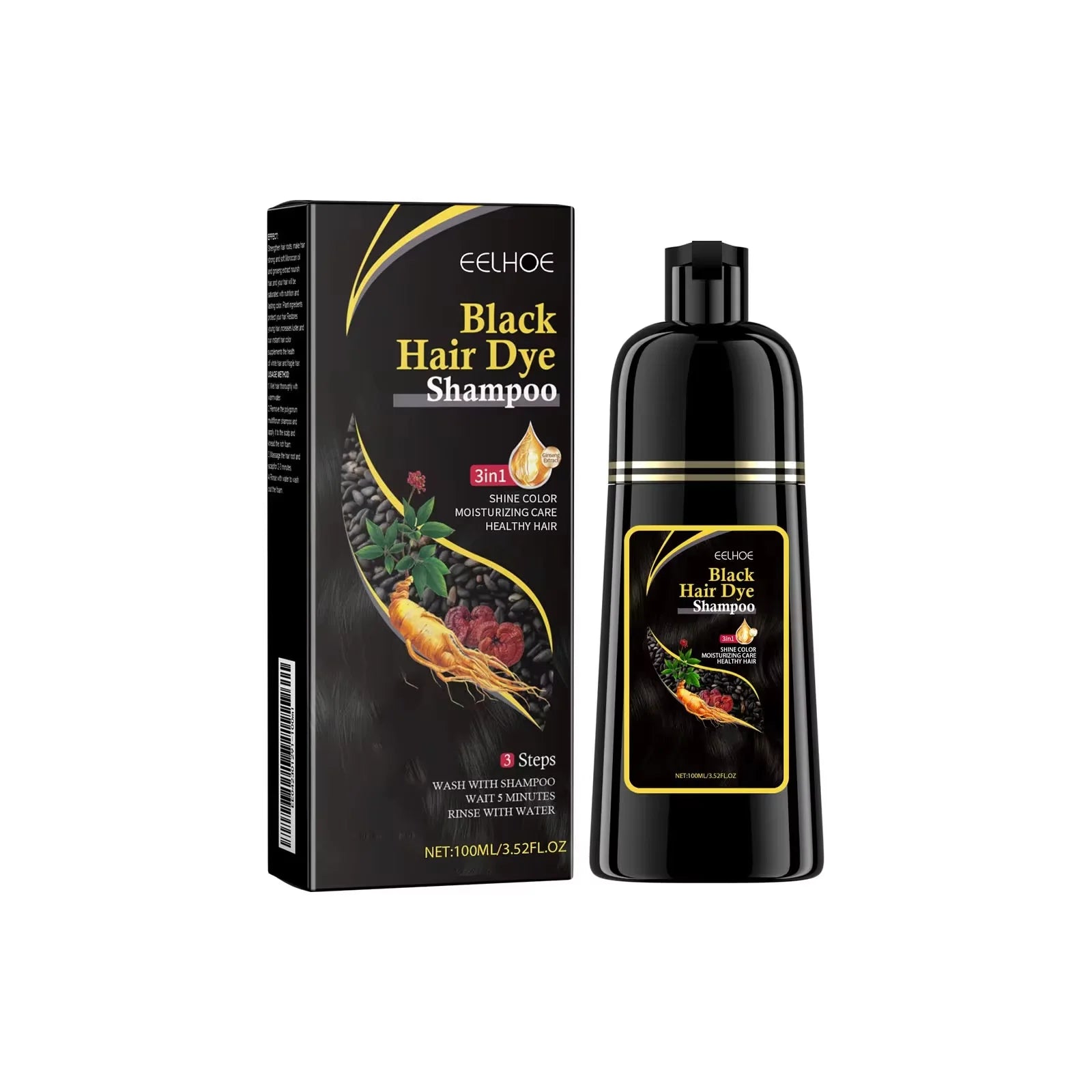 100ml Natural Herbal Hair Dye Shampoo 3 in 1 Change Hair Color Gray Hair to Dark Brown Black Deep Nourishing Fashion Hairs Care 