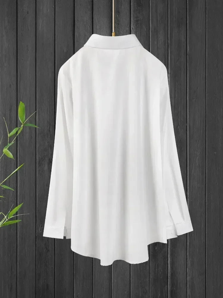 Plus Size Women Shirts 2025 Summer Loose Casual Fashion Tops Elegant Korean Style Solid Sweet Cute Blouses Single-breasted Lapel