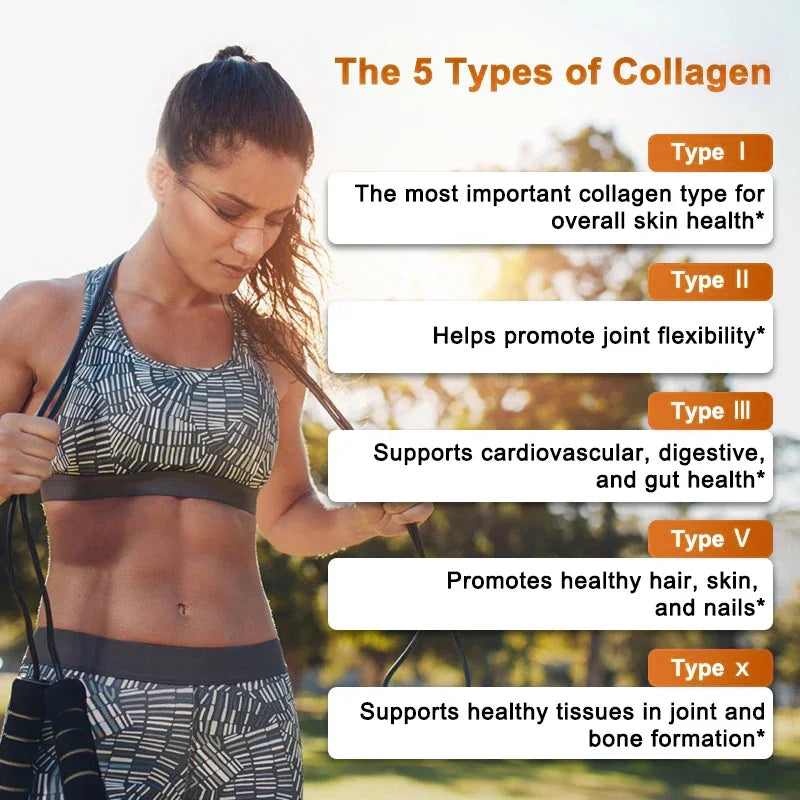 Multiple Collagen -Natural Energy Supplement, Support Cell Health, Anti-aging, Antioxidant, Skin, Joints, Hair, Bones Health