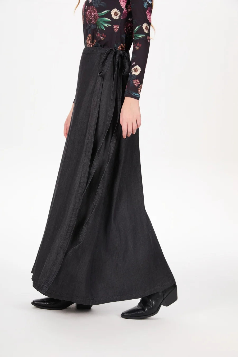 AS AW25 denim one pieces wrap skirts adjustable waist woman clothing 