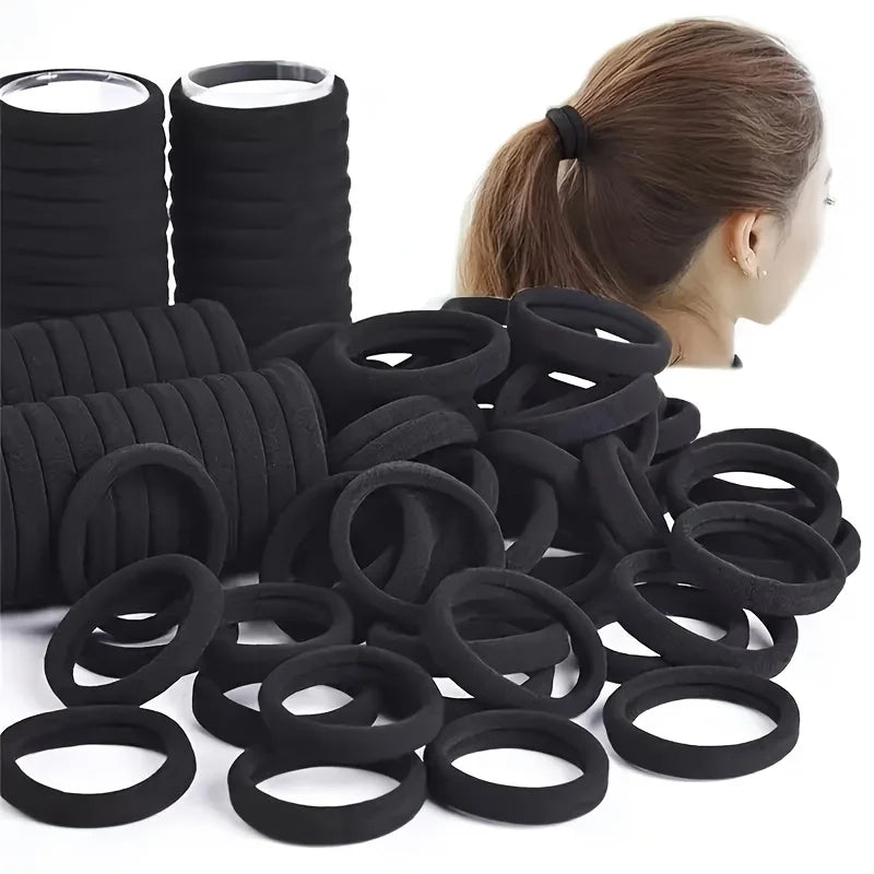 50/100 black hair clips, suitable for girls. | High-elasticity hair bands, hair tie holders, ponytail fasteners, and accessories