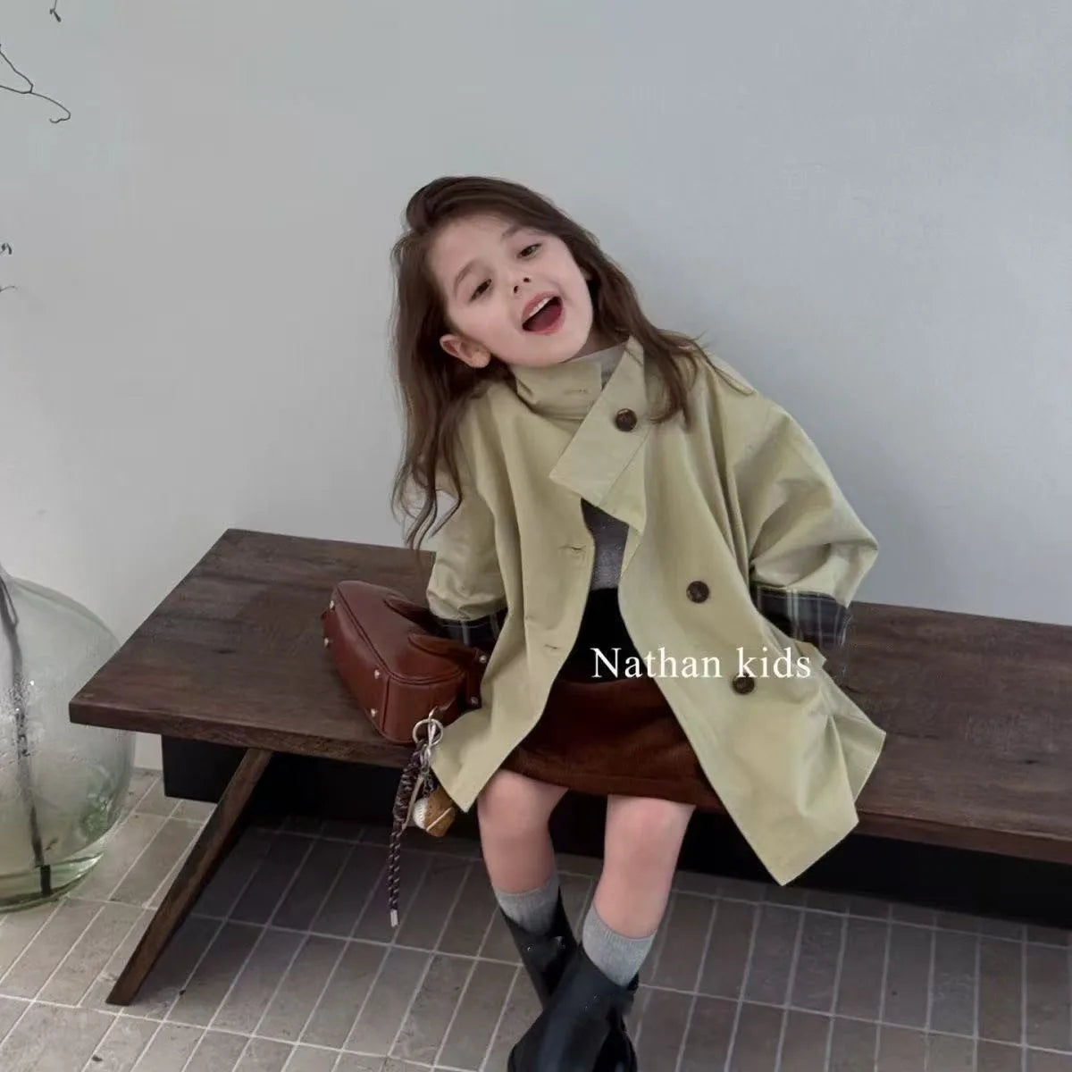 Spring and Autumn Girls Trench Coat 2025 New Fashionable Children's Baby Western Jacket Leisure Windproof Coat Korean Version