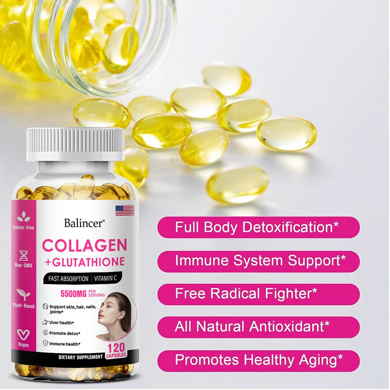 Glutathione Collagen Supplement - Maintain Youthful Vitality - Support Skin Health, Antioxidant Supplement, Non-GMO 
