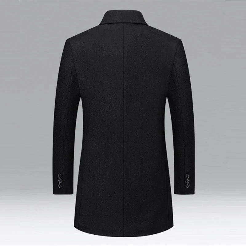 Brand Winter 25% Wool Men Thick Coats Turn Down Collar Male Fashion Woolen Blend Outerwear Coats High Quality Trench Jackets Man