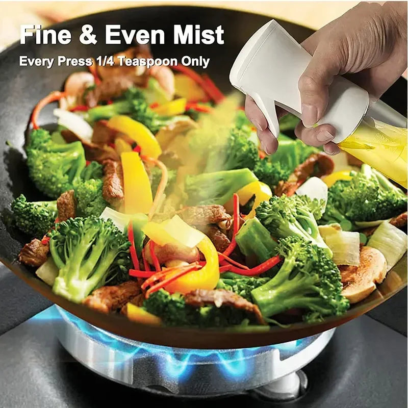 200/300/500m LOil Spray Plastic Household Kitchen Oil Spray Bottle or Oil Brush Nebulizing Mist Filling Cooking Dual Use BBQ