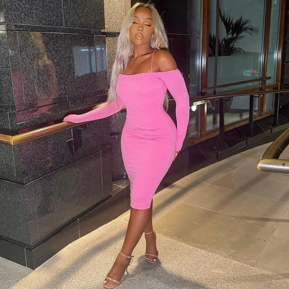 One-shoulder Strap High-waist Slim-fit Hip Dress